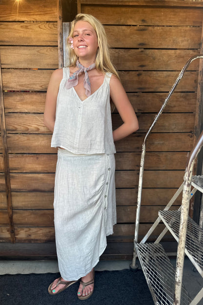 One Button Linen Tank