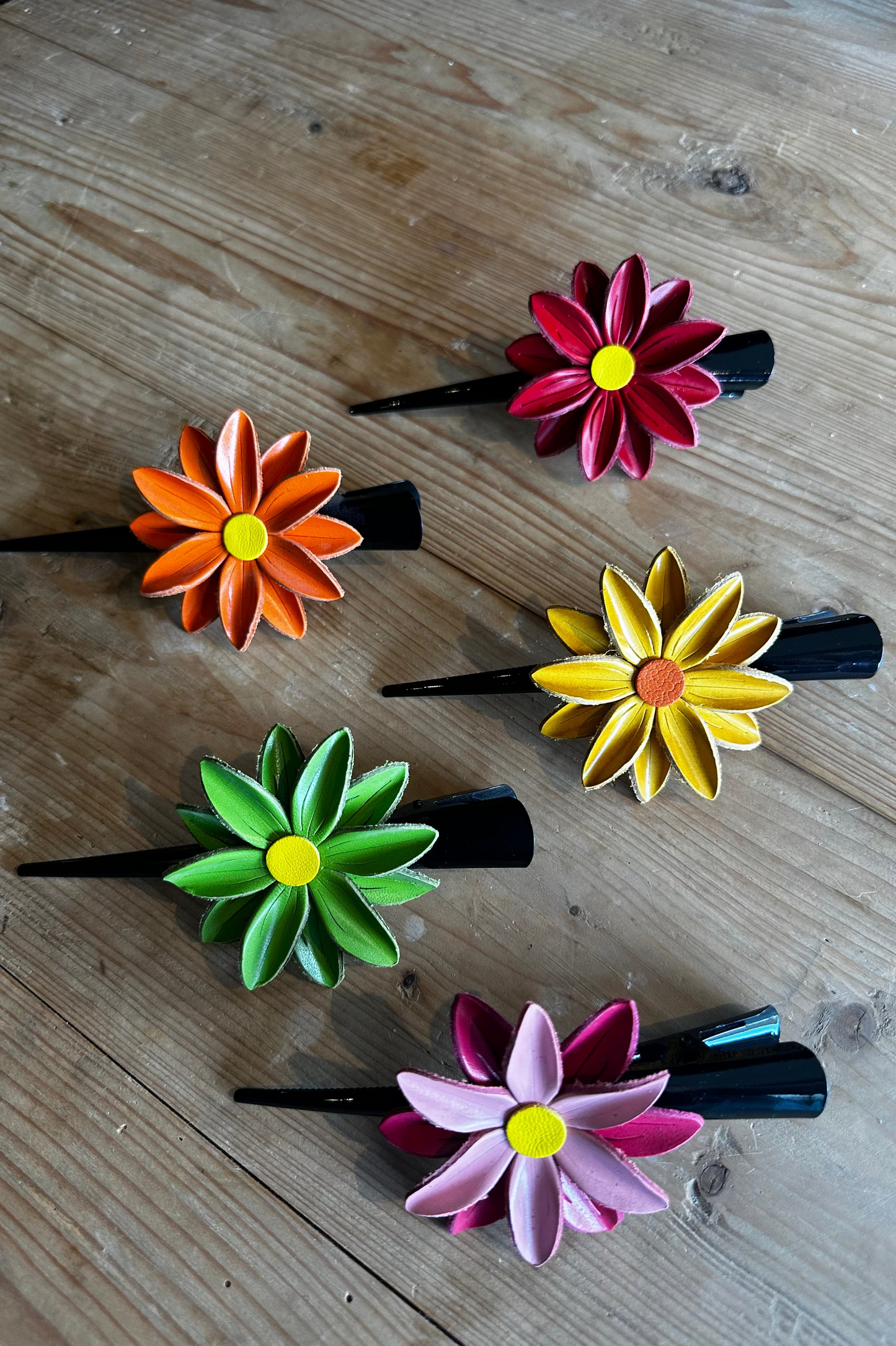 Ibiza Leather Flower Clip