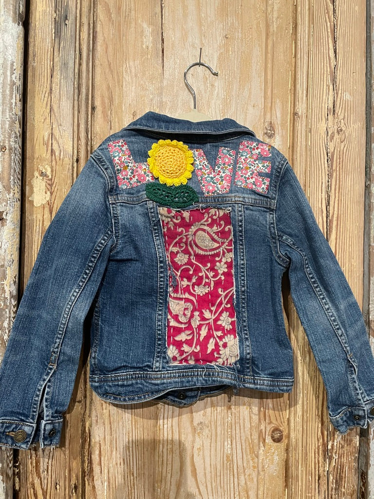 Love Kantha Back Kids Denim Jackets