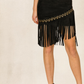 Studs Fringe Suede Skirt