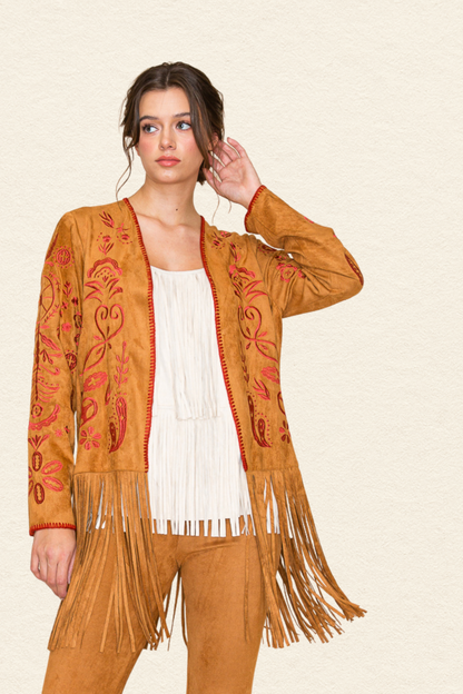 Embroidered Suede Jacket