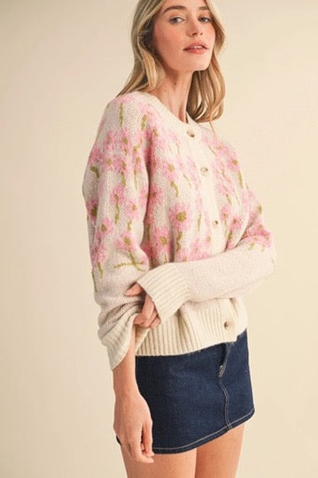 Pink Flower Cardi