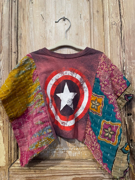 2T Up Cycled Kids Kantha Poncho