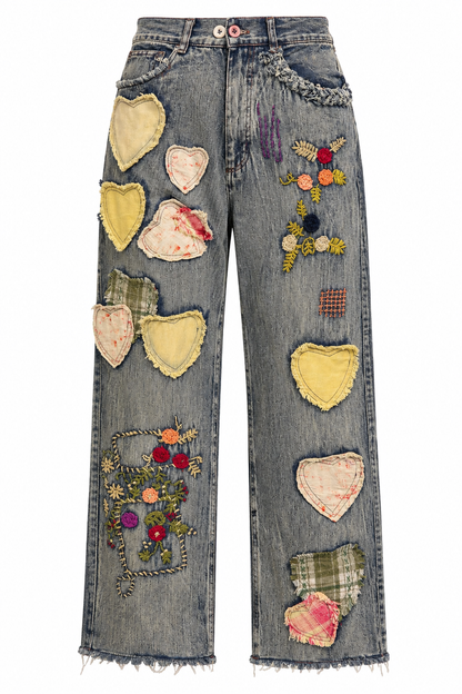 Heart Patchwork Jeans