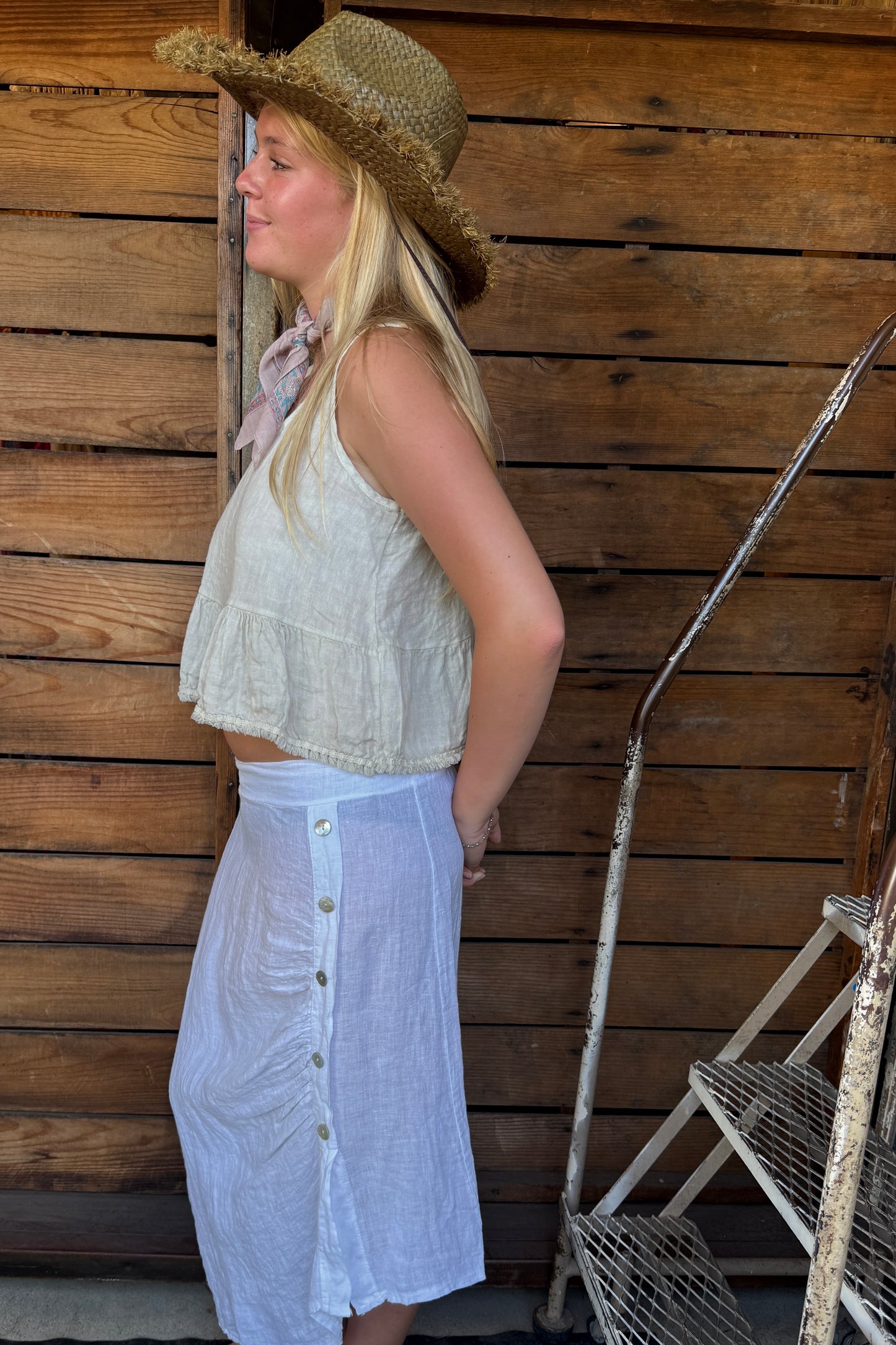 Side Button Asymetrical Skirt
