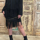 Studs Fringe Suede Skirt