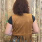 Embroidered Suede Fringe Vest