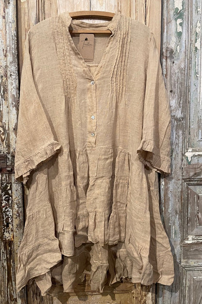 Pintuck Linen Tunic