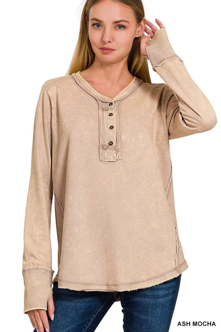 Thumb Hole Cuff Henley-9870