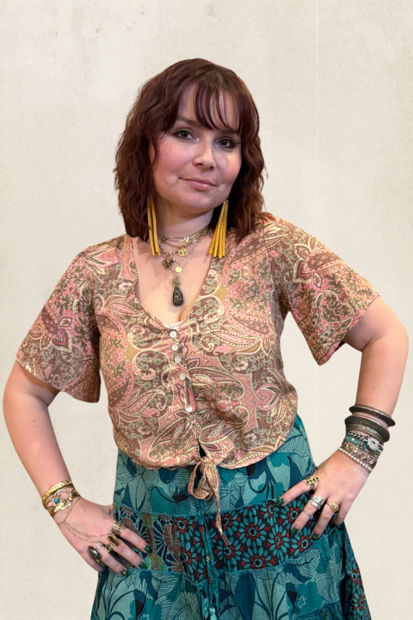 Boho Tie Front Top