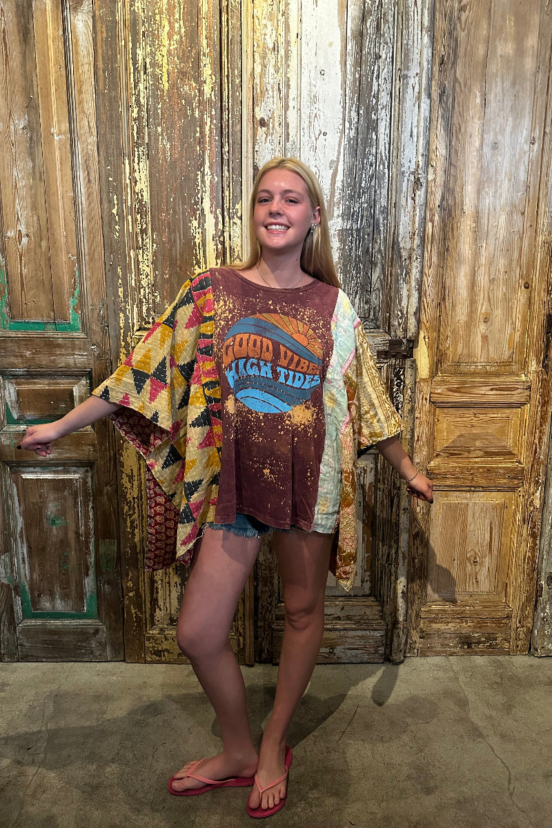 Up Cycled Good Vibes Poncho