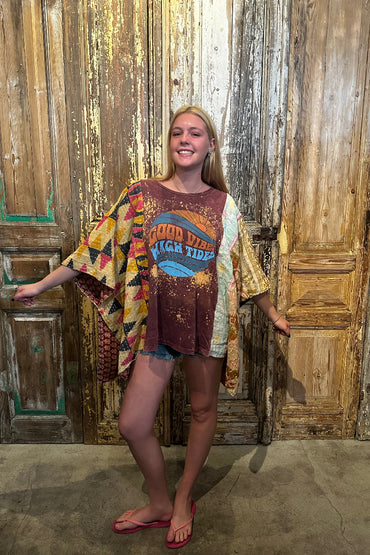 Up Cycled Good Vibes Poncho