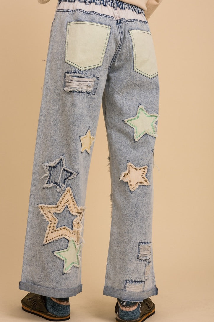 Star & Peace Patch Jeans