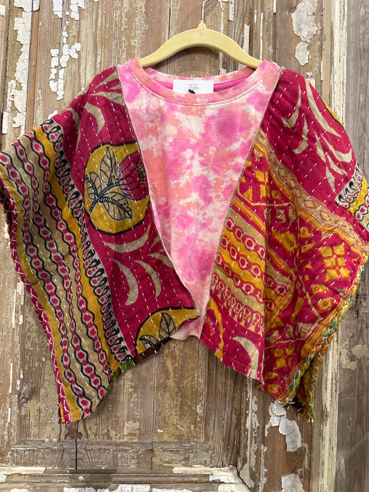 2T Up Cycled Kids Kantha Poncho