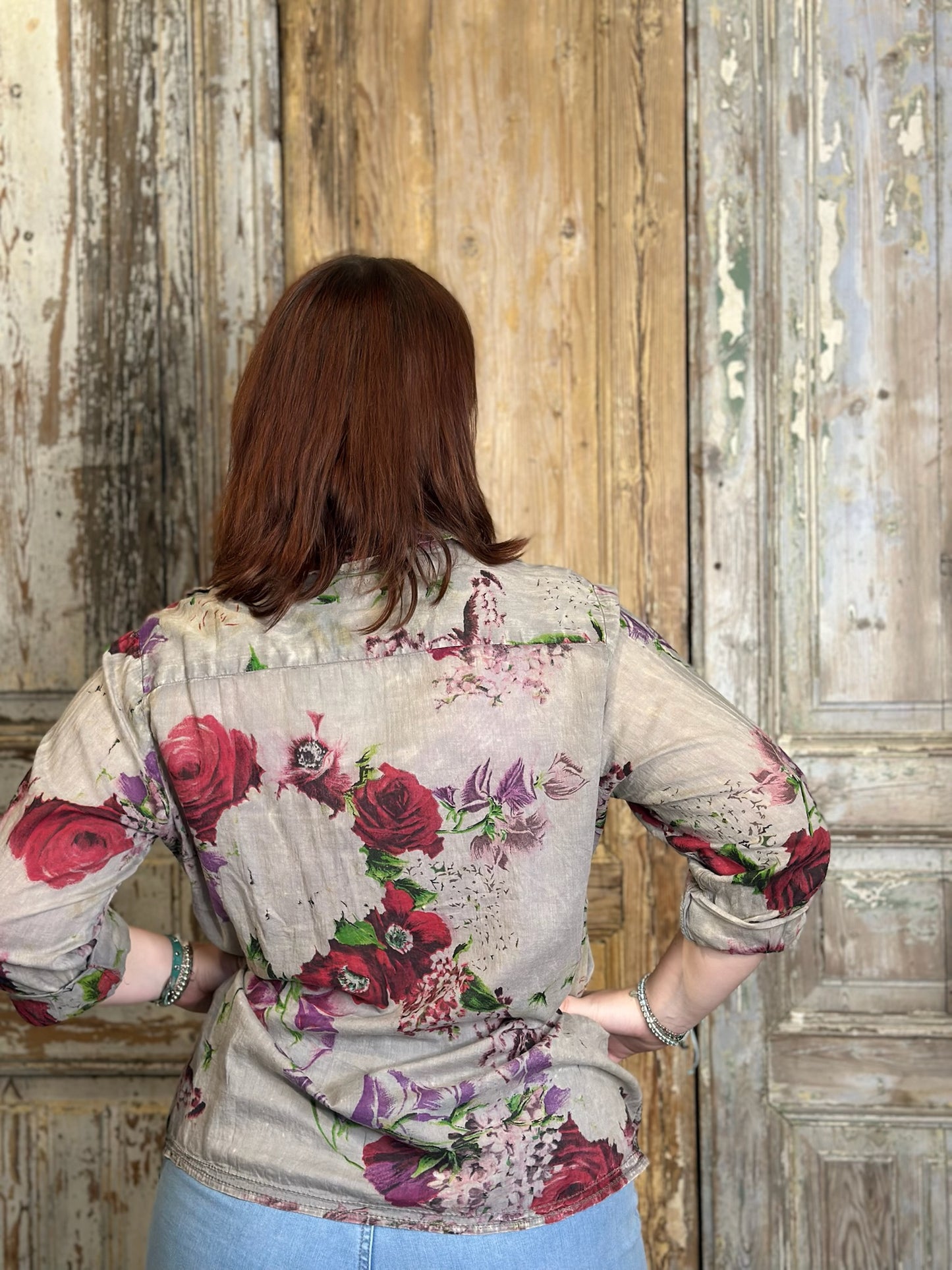 Pleated Floral Blouse