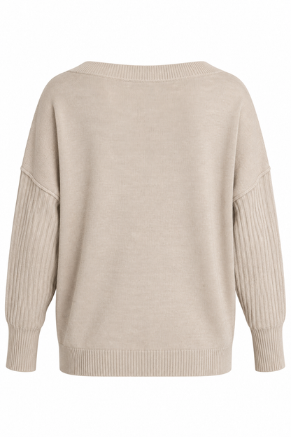 V Neck Side Slit Sweater-9877