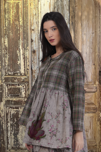 Floral & Plaid Babydoll Top