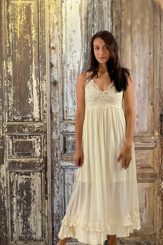 Ivory Melina Lace Dress-Maxi