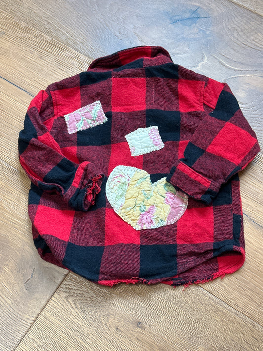 Red Quilted Heart Kids Flannel