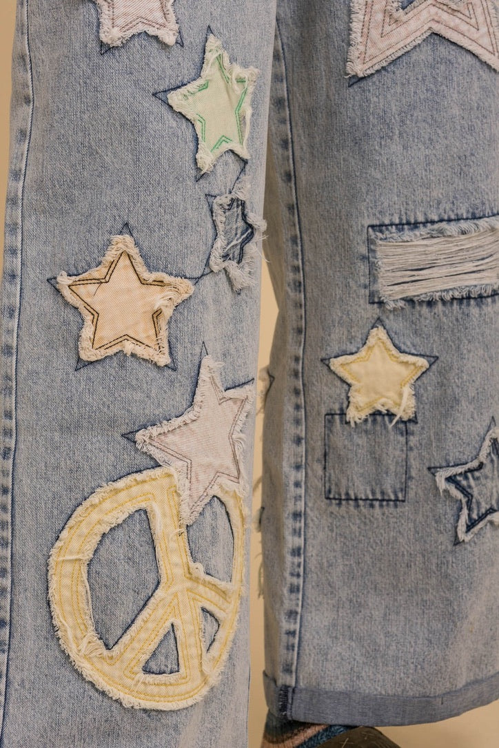 Star & Peace Patch Jeans