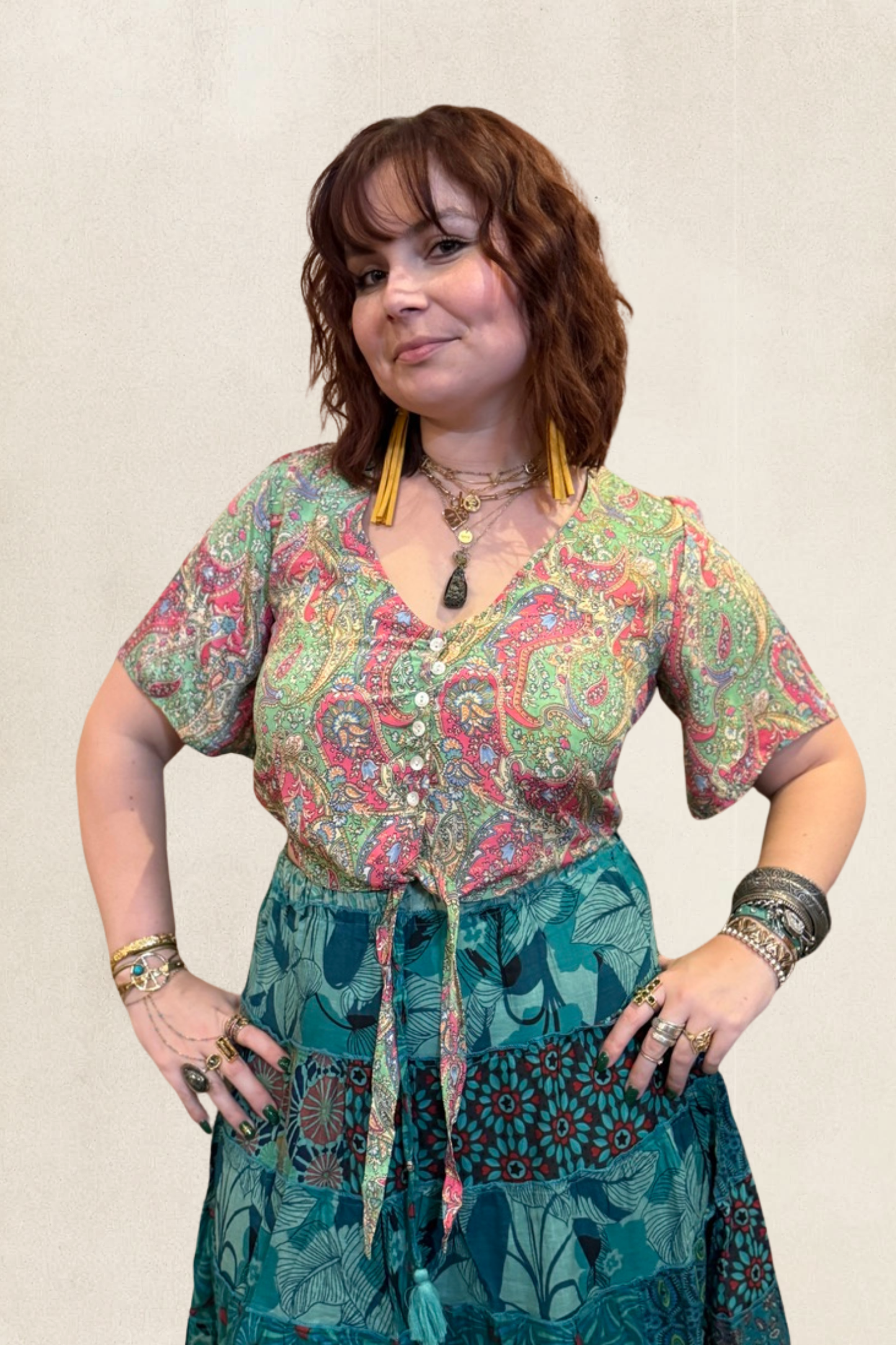 Boho Tie Front Top