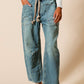 Washed Drawstring Jeans
