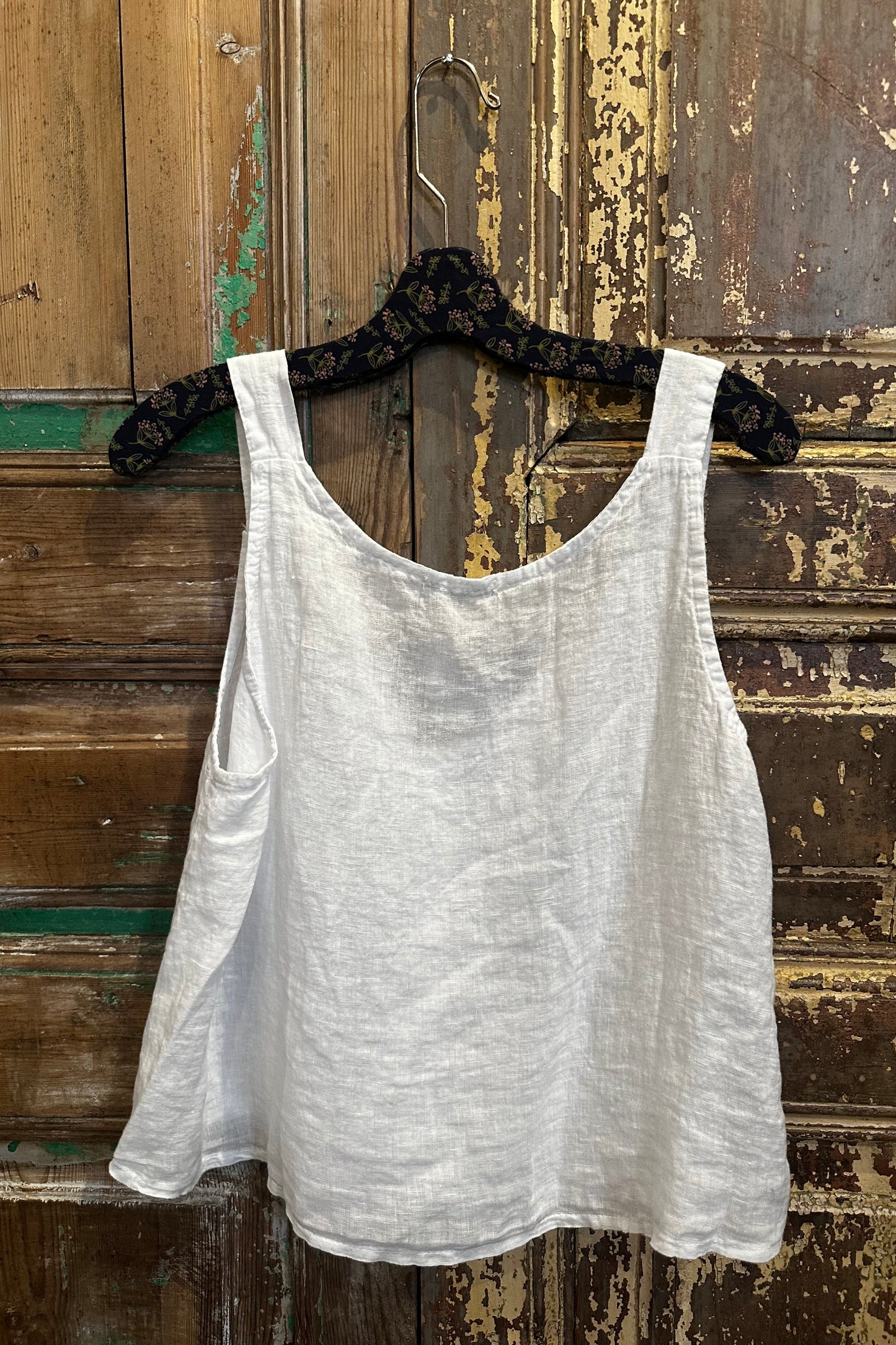 One Button Linen Tank