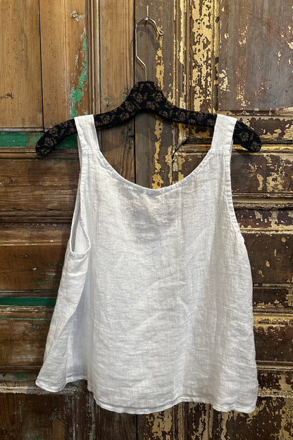 One Button Linen Tank