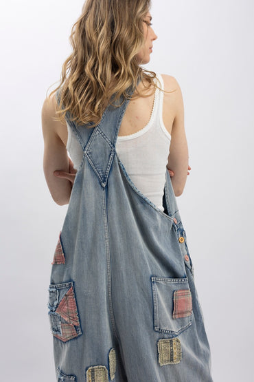 Patched Washed Overalls
