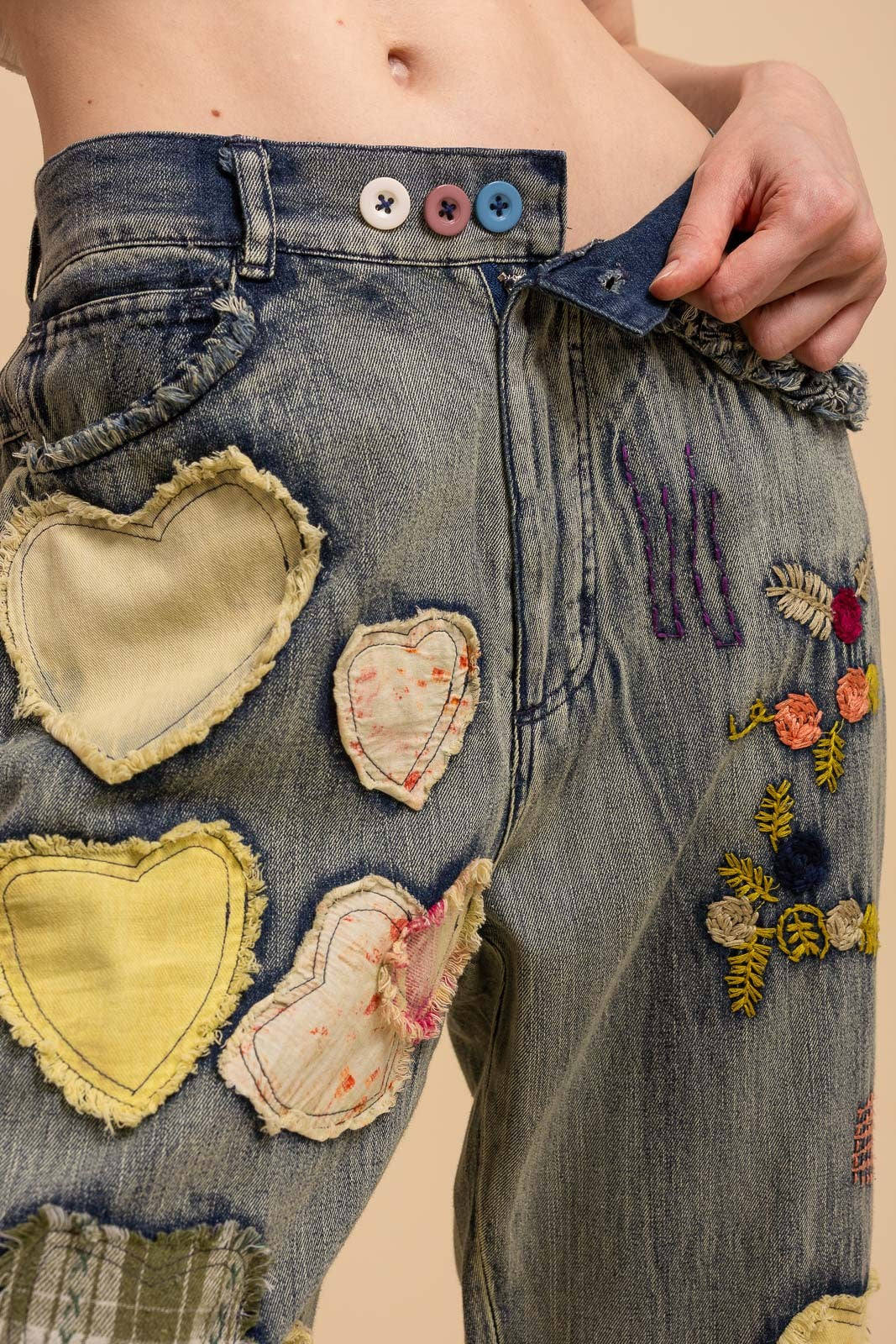 Heart Patchwork Jeans