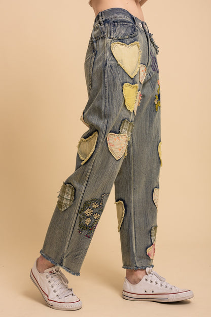 Heart Patchwork Jeans