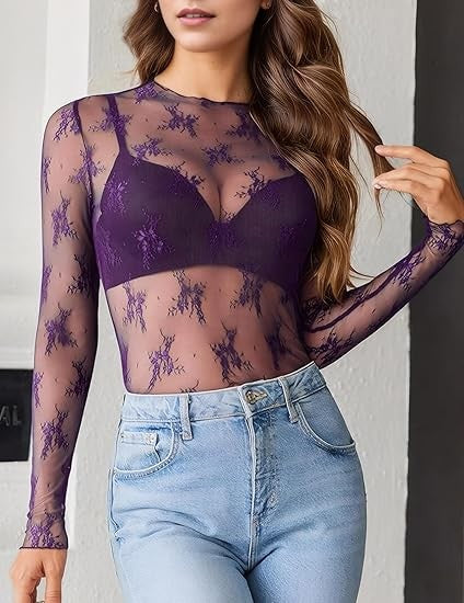 Sheer Lace Top-9967