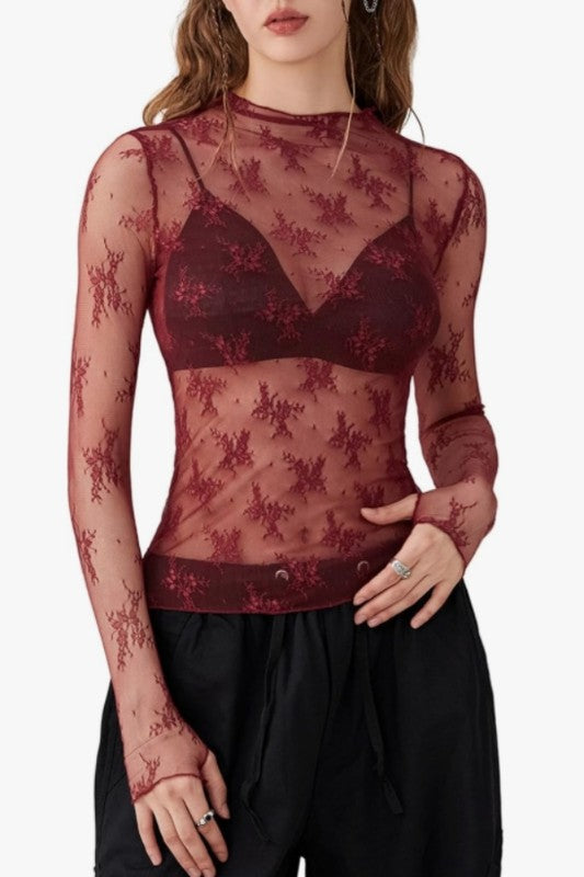 Sheer Lace Top-9967