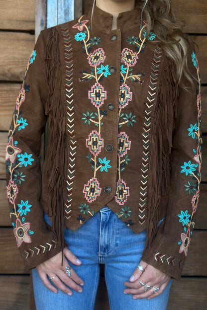 Beaded Fringe Suede Jacket