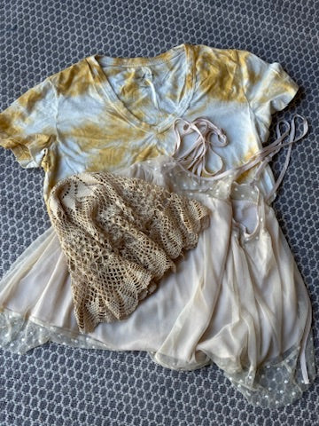 Mustard Tie Dye Lace Top