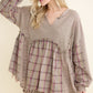 Flannel Eyelit Babydoll Top