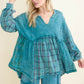 Flannel Eyelit Babydoll Top