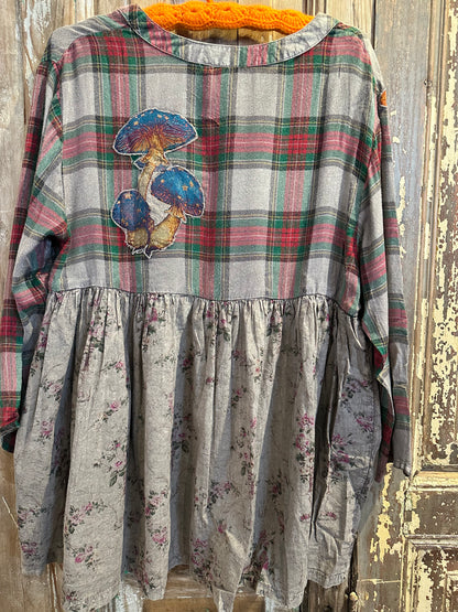 Floral & Plaid Babydoll Top