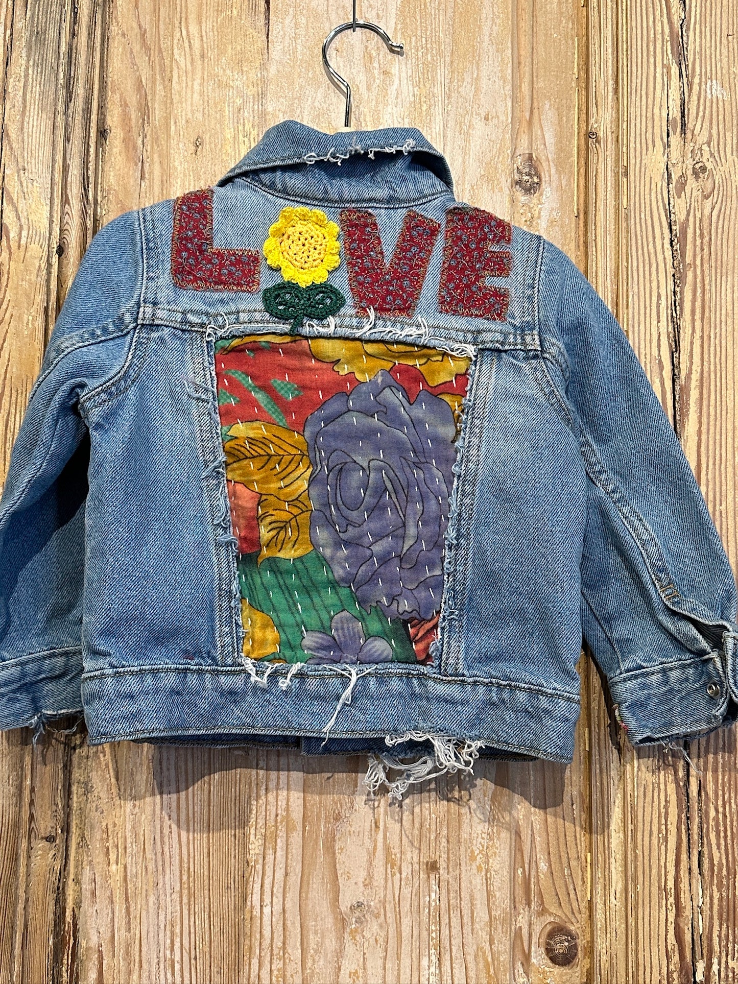 Love Kantha Back Kids Denim Jackets