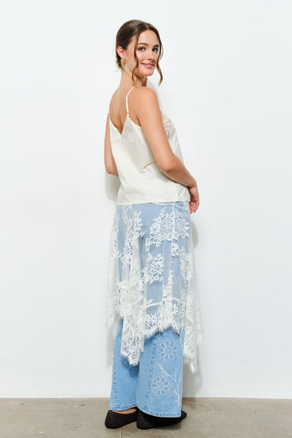 Unbalance Lace Midi Skirt