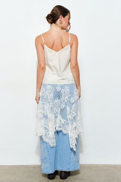 Unbalance Lace Midi Skirt