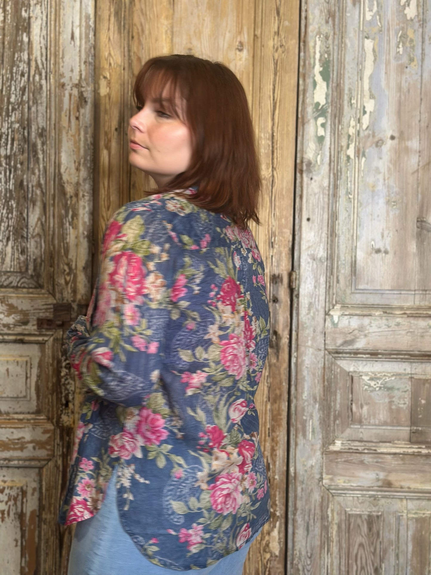 Pleated Floral Blouse
