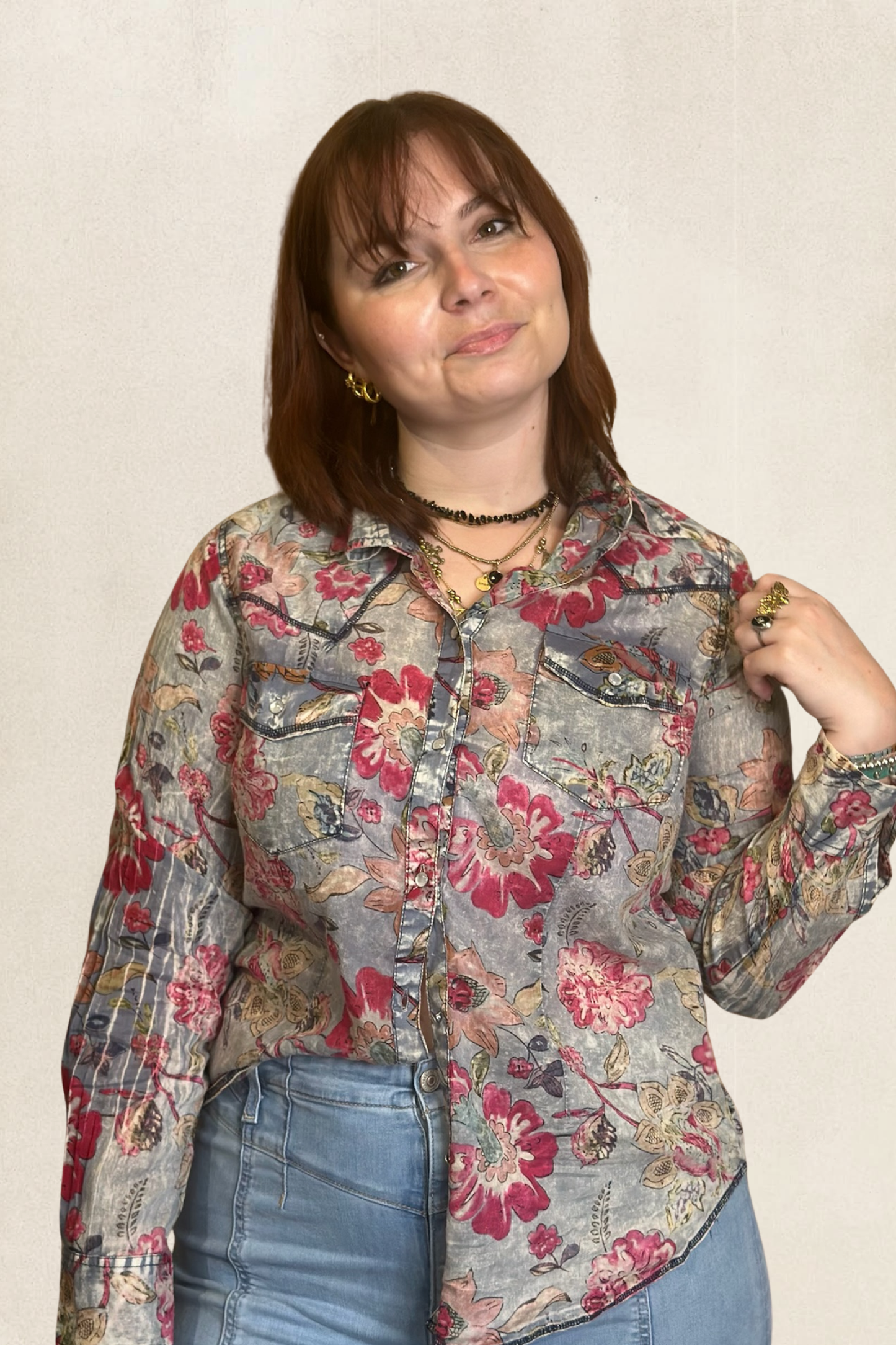 Plain Floral Blouse