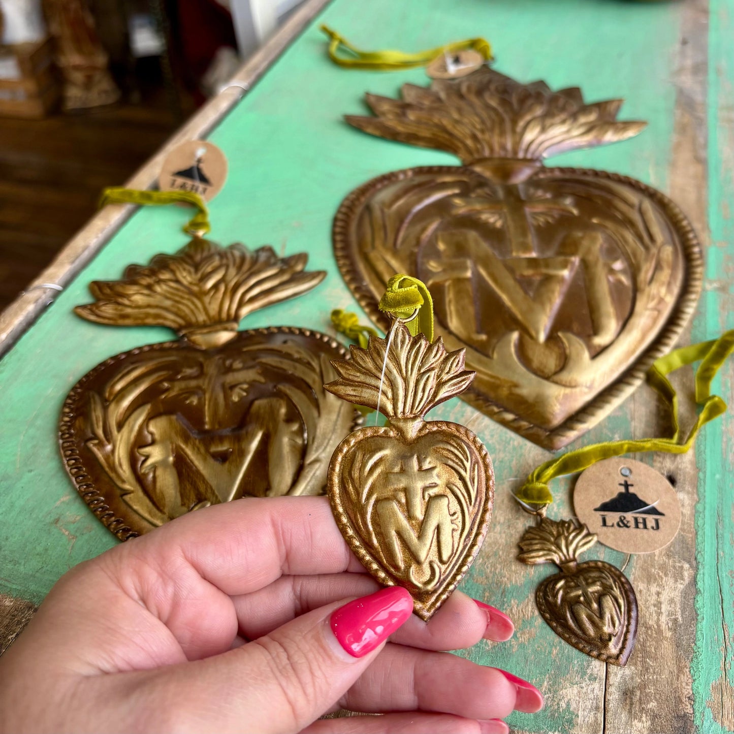 Jesus Mary Hollow Heart Ornaments