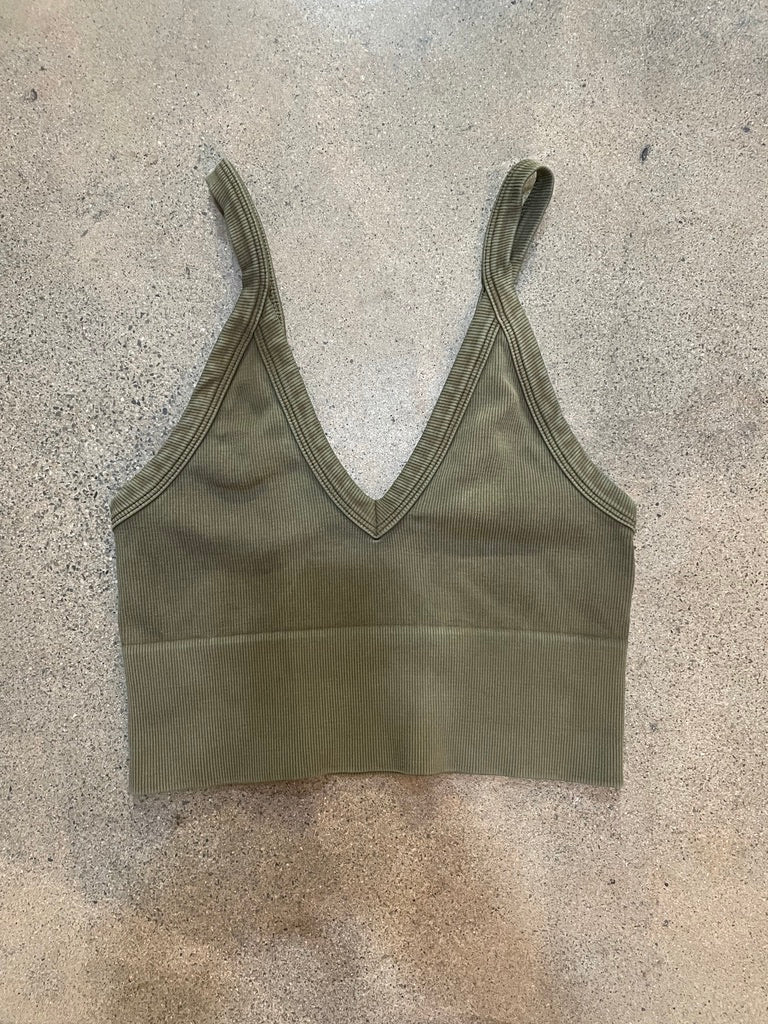 Vintage Ribbed V Bra Top