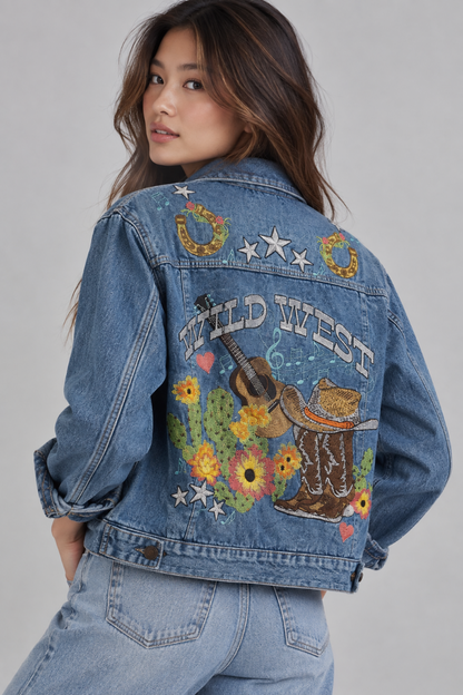 Wild West Embroidered Denim Jacket