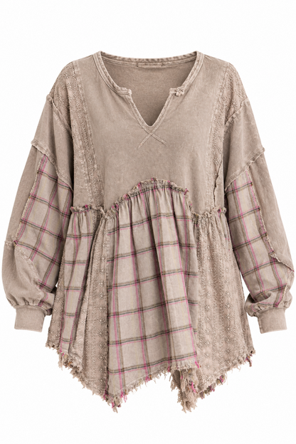 Flannel Eyelit Babydoll Top