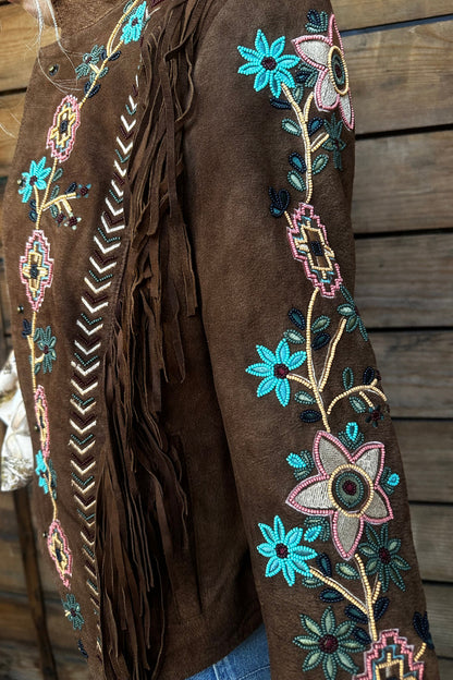 Beaded Fringe Suede Jacket
