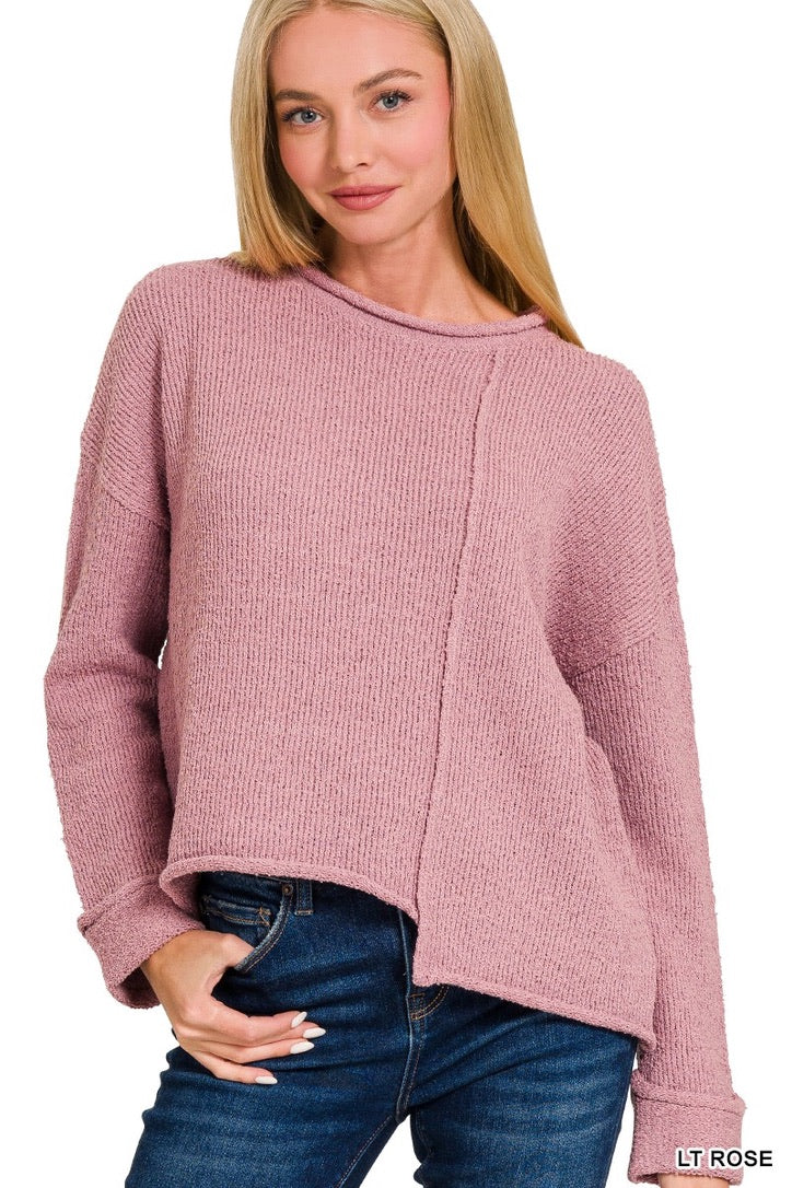 Rolled Uneven Sweater-9876