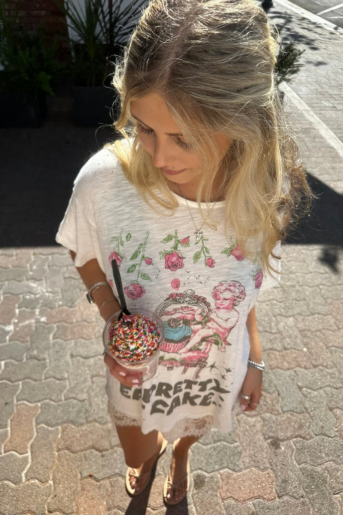 Worn and Weathered Tee - Eat Cake